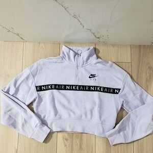 Nike Sweatshirt Womens S Lavender Air Crew Neck Athletic Pullover Crop Sweater